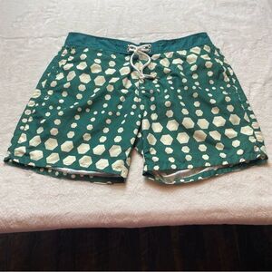 Mr Swim Green Pale Yellow Swim Trunks Size 36